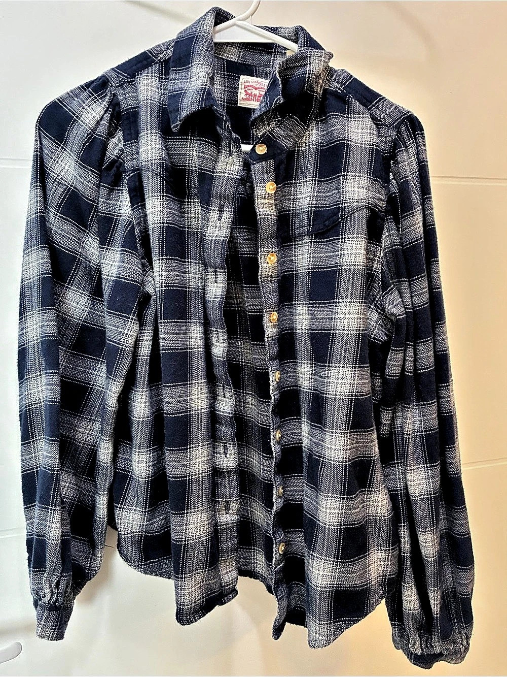 Levi’s Journey Western Shirt Plaid Navy Size S